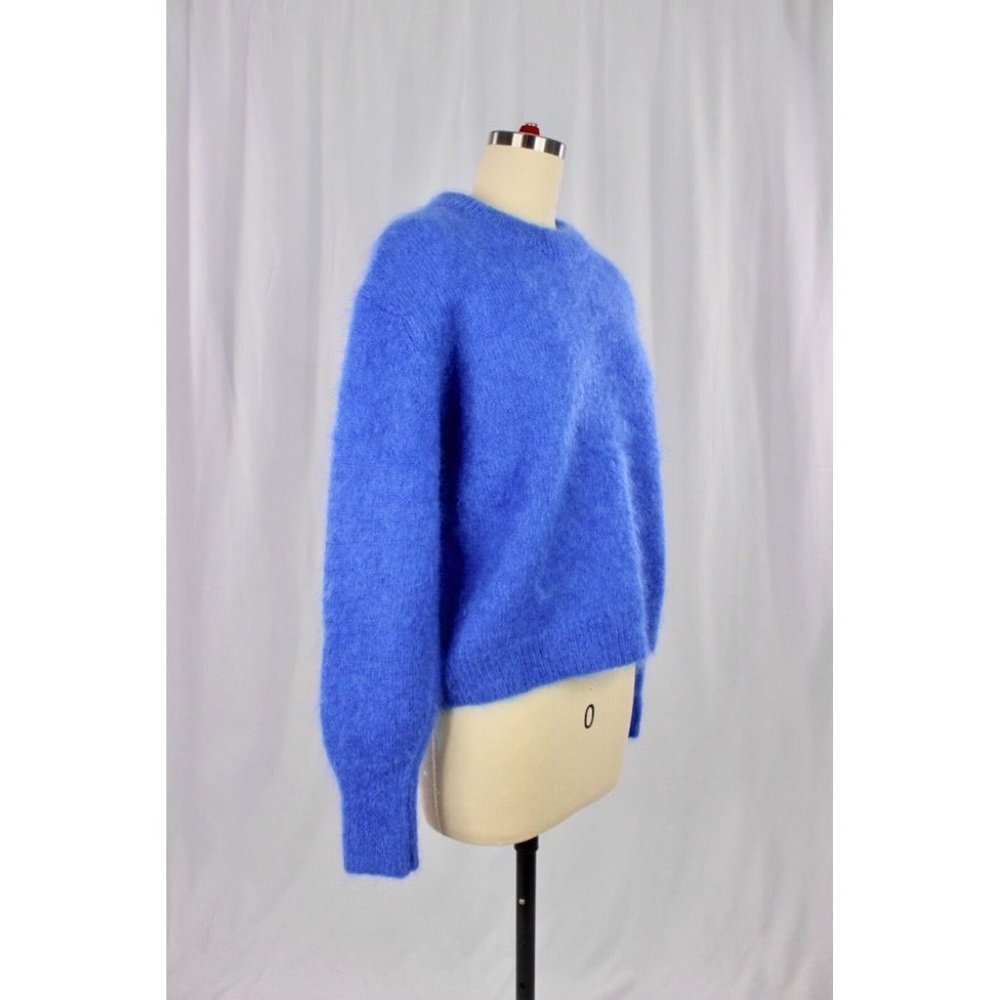 Aritzia WILFRED Serment Bright Cobalt Blue Fuzzy Mohair Oversized Sweater Size M - Picture 2 of 13